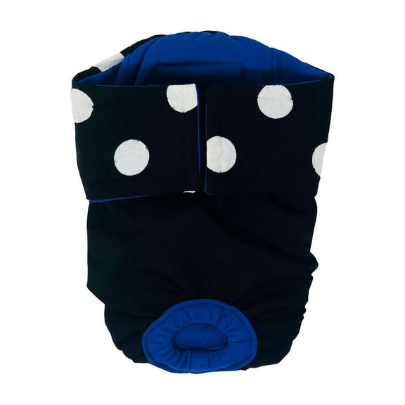 Barkertime White Polka Dot on Black Dog Diaper