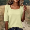 thumbnail image 3 of QASIEATN Short Sleeve Tops for Women Summer Thread Neck T Shirts Loose Fit Casual Lightweight Work Blouse Fall Fashion Outfits, 3 of 9