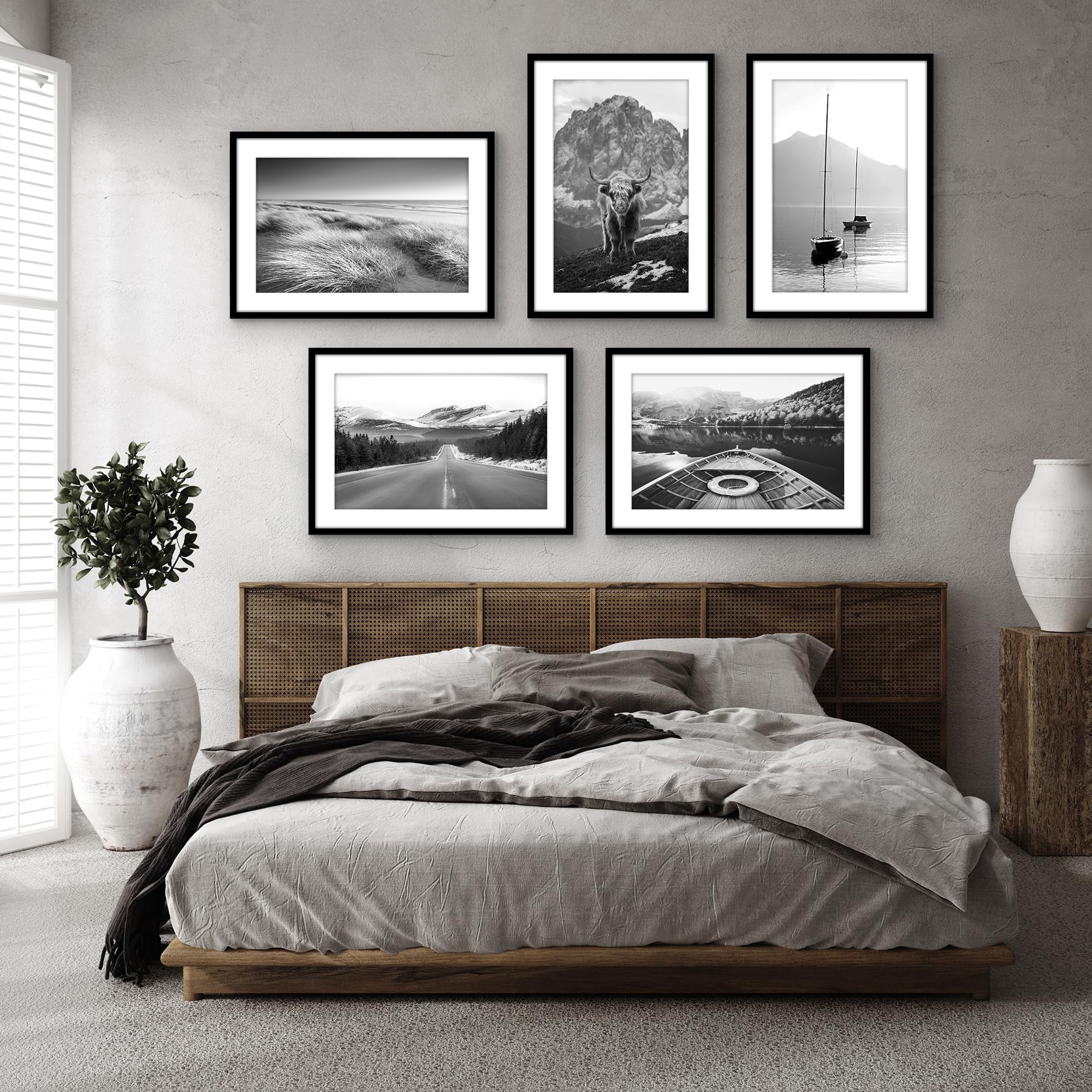 Americanflat 18x26 Poster Frame with Polished Plexiglass - Set of 5 - Use as 14x22 Frame with Mat or Display 18x26 Photo Without Mat - Galleria Collection - Picture Frames for Wall Display - Black