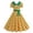 Yellow 05, variant on Karymi Summer Dresses for Women Vintage Polka Dot Swing Midi Dress, Contrast Collar Short Sleeve Button Front Self Bow Waist Retro Hepburn Party Sundress Easter Dresses for Women