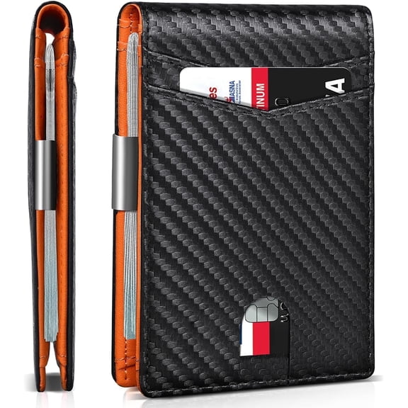 Gmdisc Wallet for Men Slim Genuine Leather Bifold Mens Wallet RFID Blocking Credit Card Holder with Money Clip Holiday Gifts