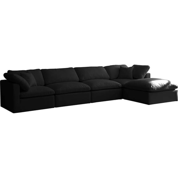 Meridian Furniture Plush Standard Black Velvet Modular Sectional