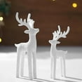 thumbnail image 2 of 2 Pack Modern Christmas Decor Neutral Christmas Reindeers Decor Resin Deer Statues Figurines Elk Statues for Neutral Modern Living Room Bedroom Office Bookshelf Desk Ornaments(White), 2 of 13