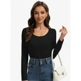 thumbnail image 2 of Women Long Sleeve Scoop Neck Slim Fitted Basic Soft T-Shirts, 2 of 6