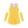 thumbnail image 5 of TSSOE Kids Girls Figure Ice Skating Dress Sleeveless Lyrical Ballet Dance Leotard Dresses with Gloves Yellow 16, 5 of 7