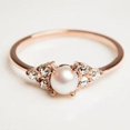 thumbnail image 6 of Women Pearl Ring 18K Rose Gold Plated Geometric Copper Ring Korean Fashion Jewelry Gift White Elegant Ringlets, 6 of 6
