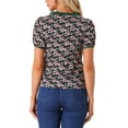 thumbnail image 3 of INSPIRE CHIC Women's Vintage Floral Contrast Color Lace Square Neck Blouse Top, 3 of 5