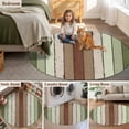 thumbnail image 6 of 4ft Round Rug, Sage Green Non-Skid Rubber Backing Large Area Rugs - Living Room Bedroom Home Office, Farmhouse Wood Grain Vintage Brown Striped Indoor Floor Mat Carpets Washable Rug, 6 of 9