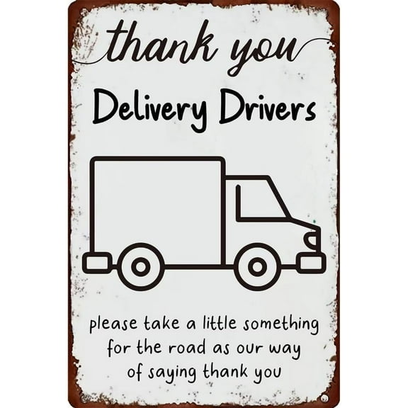 Tin Sign 12x16 Inch Thank You Delivery Driver Metal Tin Sign Funny Decor Sign For Room Cafe Restaurant Office Metal Signs Wall Decor