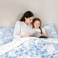 thumbnail image 5 of Manfei Adults Blue Flowers Bedding Comforter Set 2pcs,Chic Floral Blossoms Twin Comforter Sets Microfiber,Spring Garden Breathable Bedding Set,Luxury Bedroom Decor,Reversible, 5 of 8