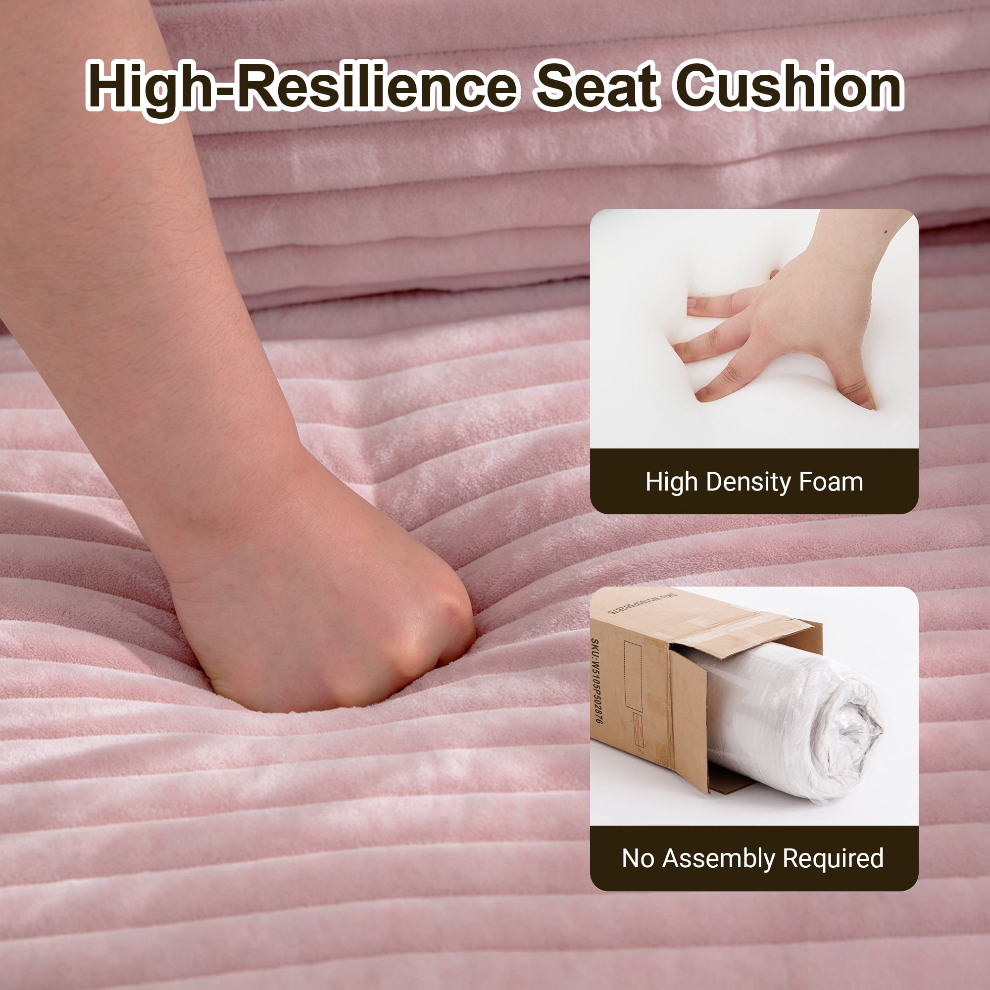 76" Convertible Futon Sofa Bed,Folding Boneless Floor Couch with Deep Seat,Cloud Corduroy Fold Out Sleeper Sofa with Memory Foam Cushion for Living Room,Bedroom,Pink