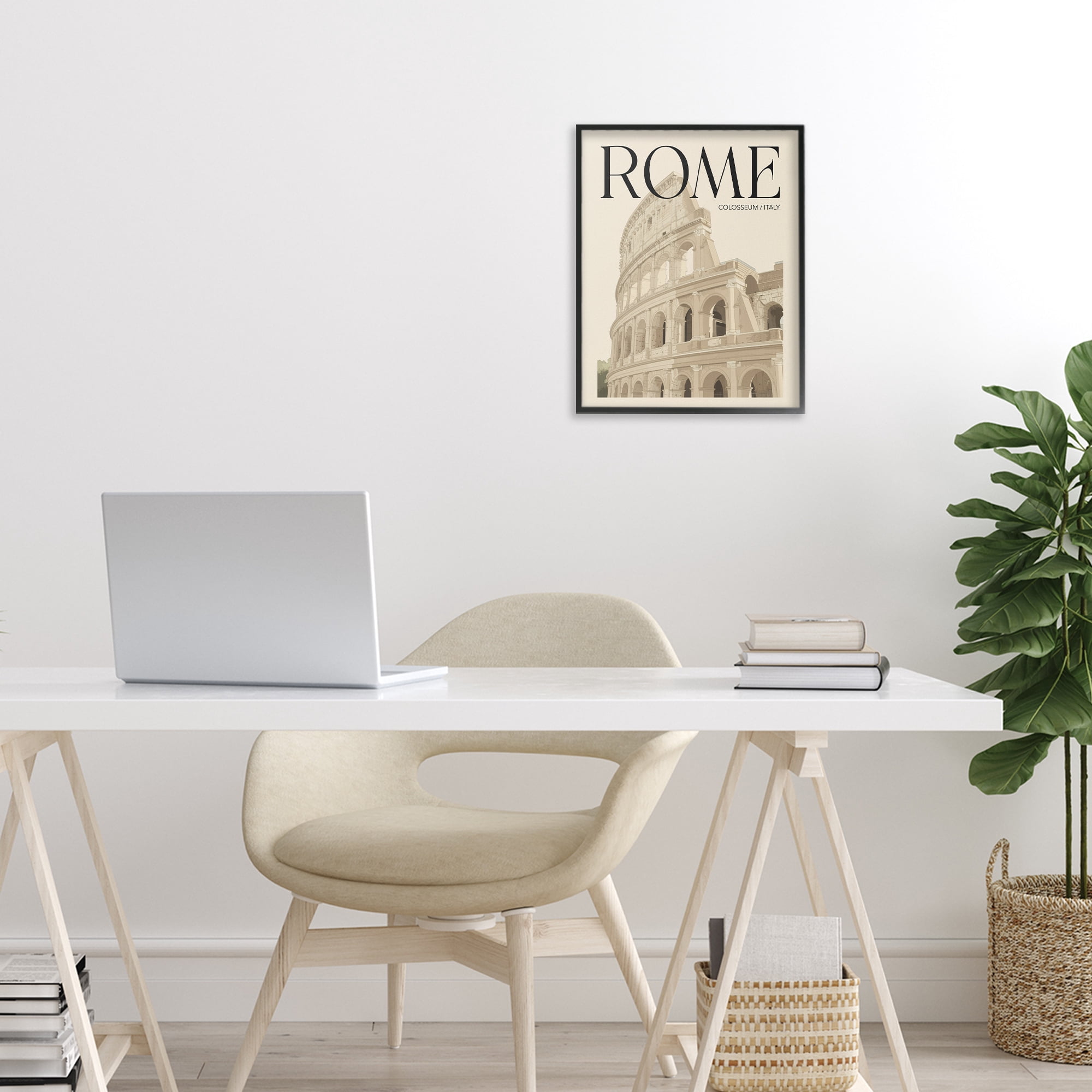 Stupell Industries Vintage Rome Colosseum Black Framed Giclee Art, design by Andreas Magnusson
