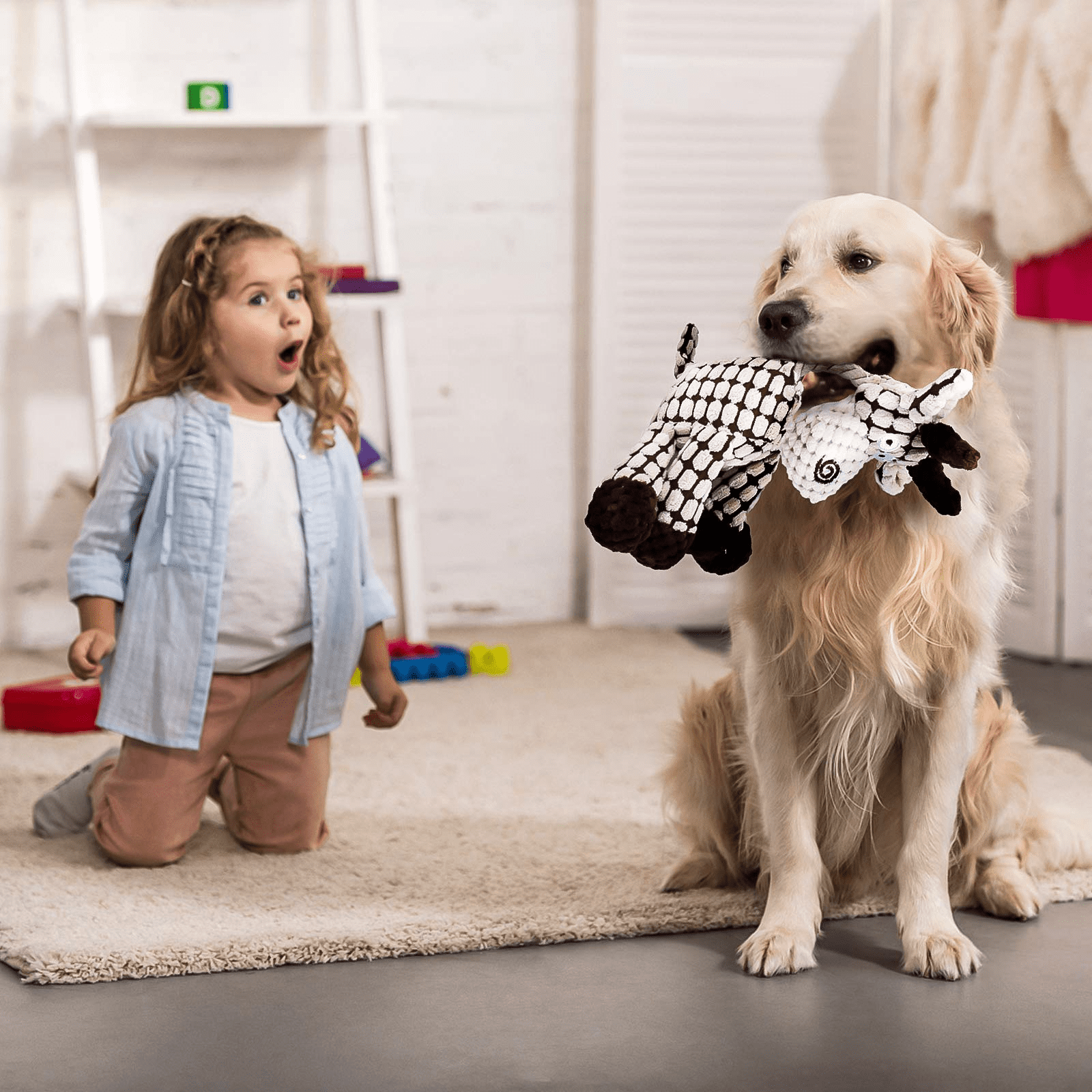 Squeaky Dog Toys Small Dog Toys, 3 Pack Puppy Toys Stuffed Animal Dog Toys, Puppy Chew Toys with Squeaker, Donkey Stuffed Dog Toys for Puppies, Plush Dog Toy Pack, Dog Toys for Medium Dogs