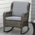 thumbnail image 4 of Spaco Outdoor Wicker Rocking Chair with Cushions, Rattan Rocker with Steel Frame for Outdoor, Mixed Grey, 4 of 15