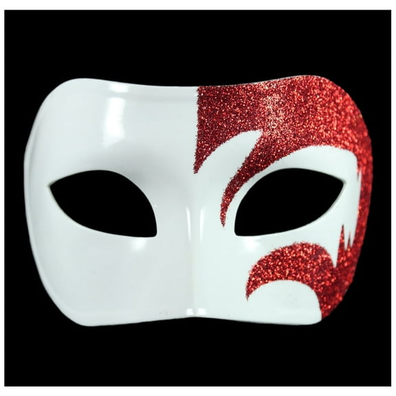 SeasonsTrading Mystic Red Glitter & White Venetian Masquerade Mask