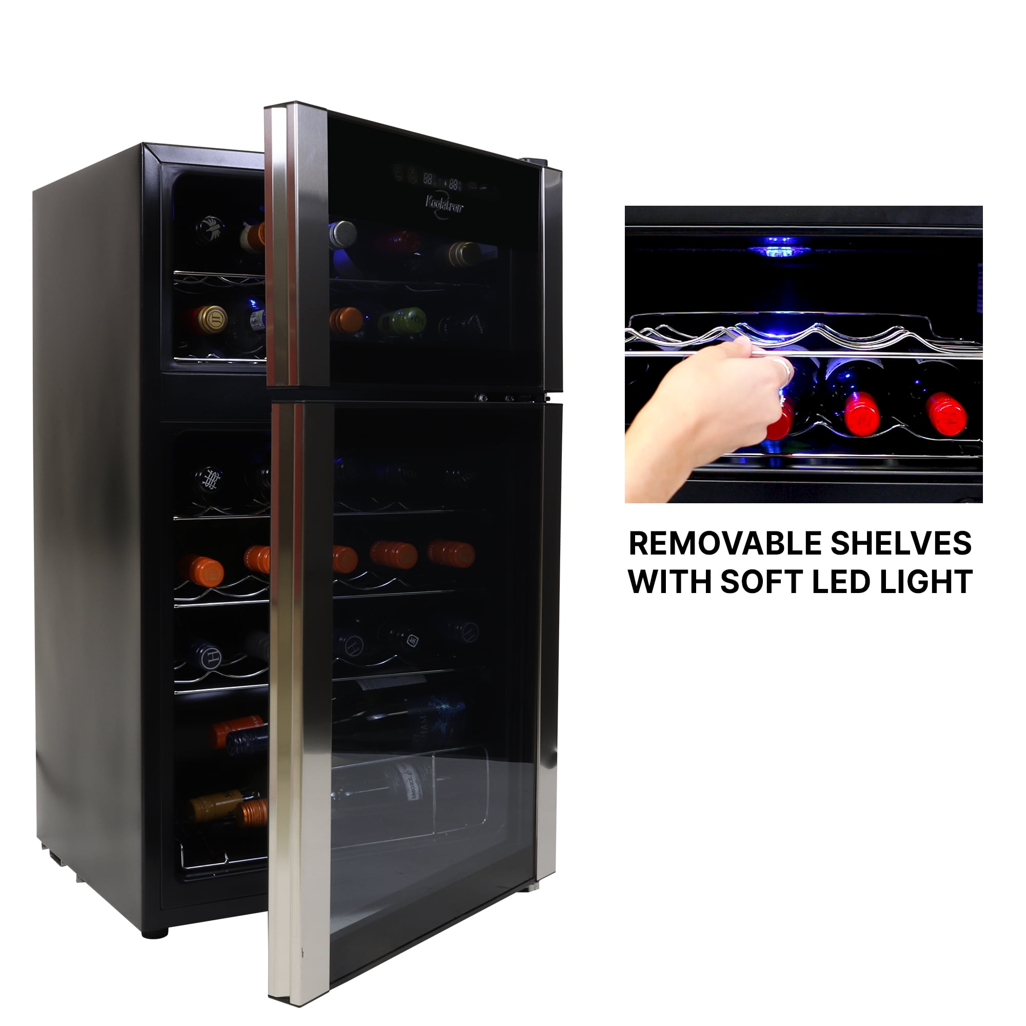 Koolatron 29 Bottle Dual Zone Wine Cooler Freestanding Wine Fridge