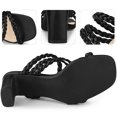 thumbnail image 3 of Square Toe Braided Chunky Heels Sandals for Women Black US 7/UK 5/EU 37, 3 of 6