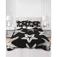 thumbnail image 2 of Quilts Twin Size Bedding Set, Black Starfish Coastal Lightweight Quilted Comforter, Nautical Summer Ocean Abstract Art Soft Reversible Bedspread Coverlet with Pillow Covers for All Season, 68" x 86", 2 of 7