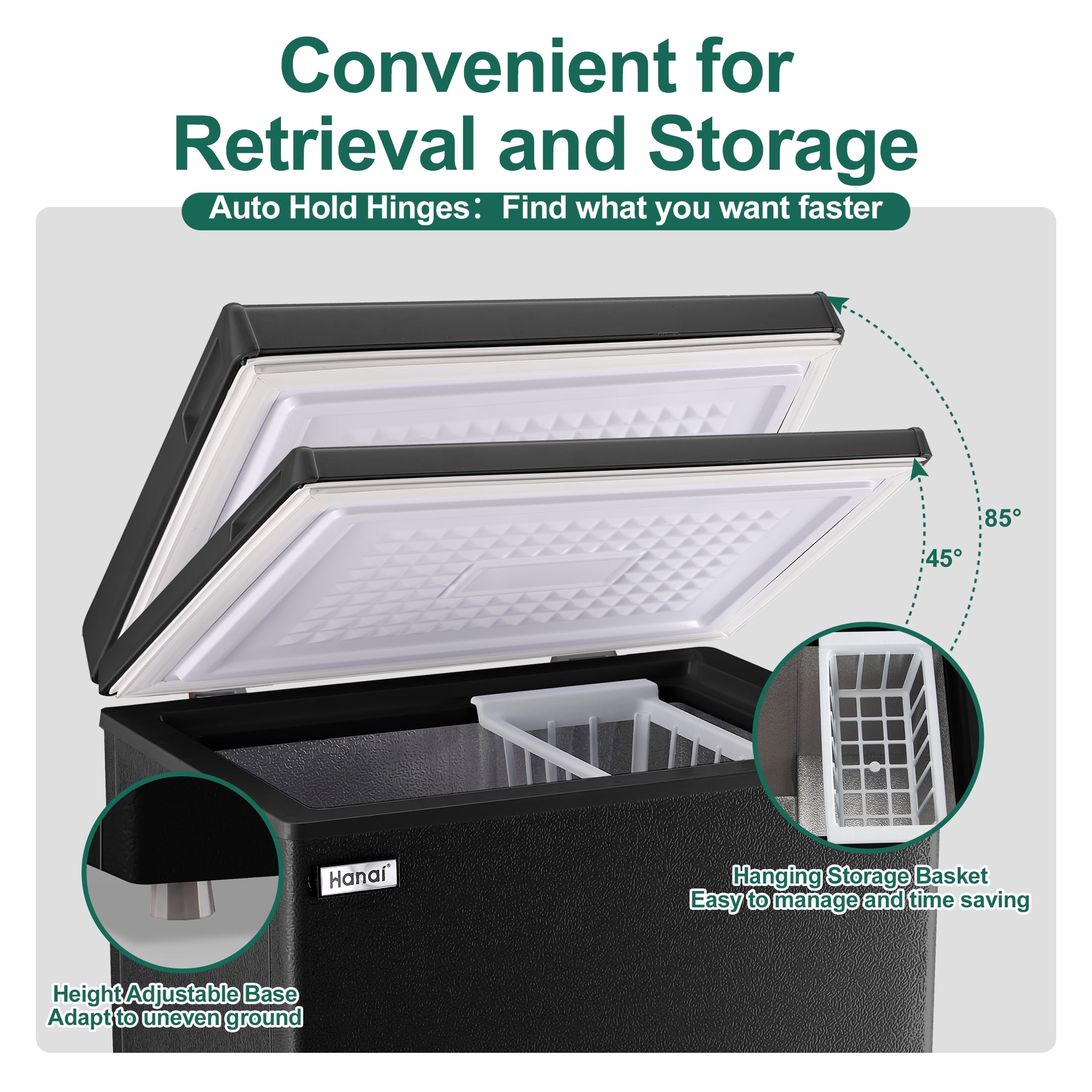 WANAI 3.5 Cu.Ft Chest Freezer,Energy-Saving Small Deep Freezer for Small Spaces,Black