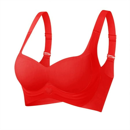 Gnurob Sports Bras for Womens  Seamless Bralettes Push Up Bralette No Underwire Brassiere Full Support Sprot BraBeauty Back Smoothing Bra Clearance Saving Red X-Large