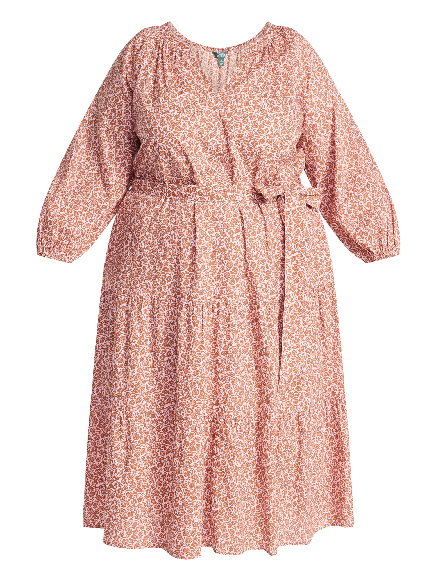 Terra & Sky Women's Plus Size Cinch Waist Midi Dress, Sizes 0X-4X