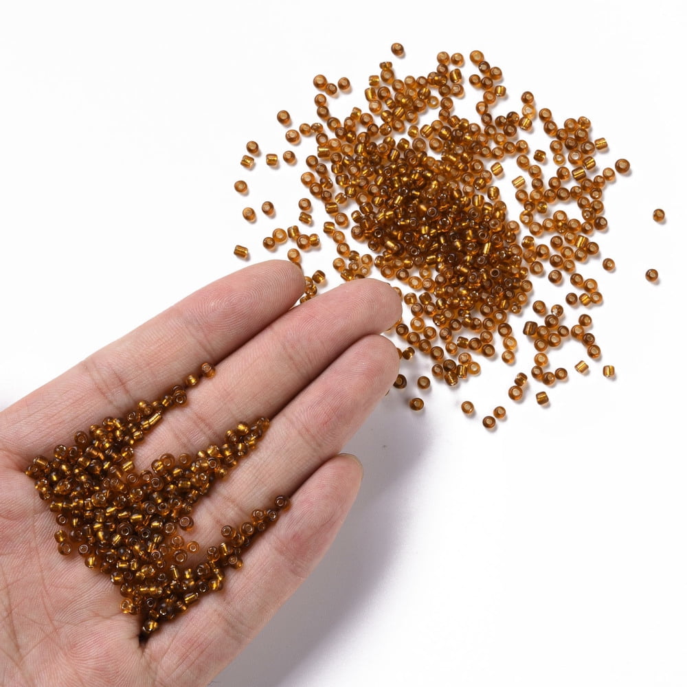 8/0 Glass Seed Beads Silver Lined Round Hole Round Dark Goldenrod 3mm Hole: 1mm about 10000 beads/pound