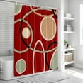 thumbnail image 5 of Polyester Fabric Geometric Red Shower Curtain, Boho Retro Abstract Circle Black Green Waterproof Bathtub Curtain Bathroom Decor Set with Hooks 72 x 72 Inches, 5 of 6