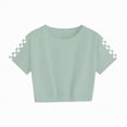 thumbnail image 5 of NOLDARES Kid Toddler Girl Clothes Summer Ruffle Sleeve Figure Graphic Shirt + Shorts Summer Outfits Set(Light Green,5-6 Years), 5 of 6