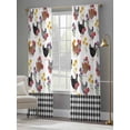 thumbnail image 4 of Farmhouse Rooster Sheer Curtains 96 Inch Length 2 Panels Set Window Treatments, Country Watercolor Flowers Black Plaid Rod Pocket Semi Curtains for Living Room/Bedroom/Kitchen Décor, 104"W x 96"L, 4 of 7