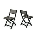 thumbnail image 4 of Maison Outdoor Acacia Wood Foldable Bistro Chairs with Wicker Seating, Set of 2, Dark Gray Finish and Brown Wicker, 4 of 4