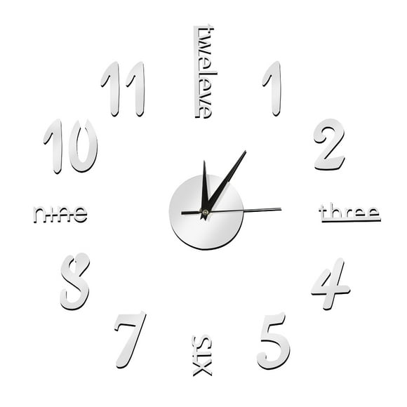 Wall Sticker digital clock stickers Wall Clock DIY 3D Decorative Wall Clock for Home Silver