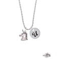 thumbnail image 2 of Delight Jewelry Silvertone 3-D Unicorn Head - Silvertone Script Initial Disc - U - Charm Necklace, 20"+3", 2 of 4
