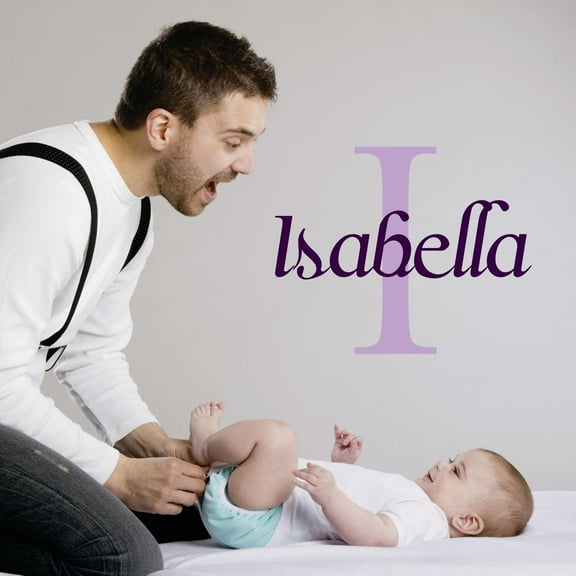 Personalized Name Vinyl Decal Sticker Custom Initial Wall Art Personalization Decor Sticker Baby Girl Nursery Room Children Bedroom Purple 10 Inches X 10 Inches