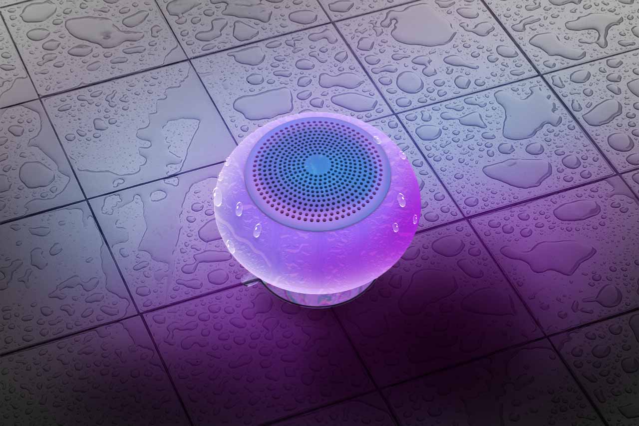 Ledeez Splash! Wireless Bluetooth Portable Speaker with LED Shower, White