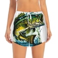 thumbnail image 2 of Logiee Big bass fish Print Women 2 in 1 Running Shorts,High Waisted Athletic Shorts,Gym Workout Shorts with Liner Pockets-Small, 2 of 7