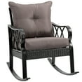 thumbnail image 2 of Outsunny Outdoor Wicker Rocking Chair with Padded Cushions, Gray, 2 of 9