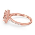thumbnail image 3 of Halo Princess Cut Wedding Ring Rose Tone Morganite CZ 925 Sterling Silver Size 7, 3 of 7