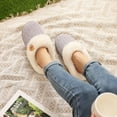 thumbnail image 3 of Litfun Fuzzy Slippers for Women Chenille Knit Fleece Slippers Memory Foam House Shoes, Buttoned Grey, Size 5-6.5, 3 of 8