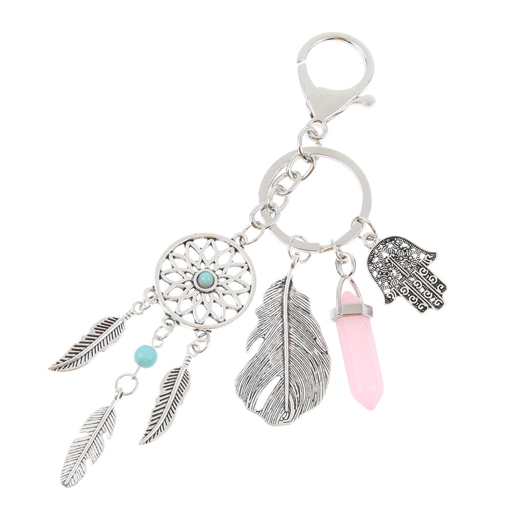 Flamingo Beach Palm Tree Keychain Silver Pendant Lover Gift Tropical Key Chain 