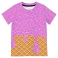 thumbnail image 4 of Tisuna Stylish Tops For Girls Boys Child Ice Cream Print Short Sleeve Crew Neck Shirts Fashion Casual Toddler Kids Summer Outfits Purple Size 1-2 Years, 4 of 6