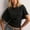 Black, variant on Morrtic Women's Round Neck T-Shirt with Waist Shaping β Short Sleeve Solid Color, Elegant & Gentle Spring/Summer Top WhiteοΌXS