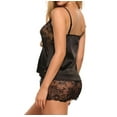 thumbnail image 2 of Women Pajamas Set Elegant Lace Satin Strap Sleepwear Top Shorts Pajamas Set, 2 of 2