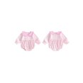 thumbnail image 2 of Cjfdfy Newborn Baby Girl Fall Outfits  Striped Doll Collar Ruffle Long Sleeve Romper Infant Bubble Bodysuit Baby Cute Sweet Fall Winter Outfit 0-18 Months, 2 of 9