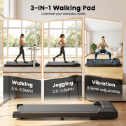 Walking Pad with Vibration Pad, Under Desk Treadmill, 2.5HP 3.8MPH Fitness Jogging Machine, 12% Incline, with Remote Patbrela LED Display for Home