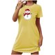 thumbnail image 2 of Camisón corto navideño para mujer, talla grande, cuello redondo, manga corta, estampado en el pecho, vestido de noche para mujer, 2 of 3