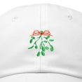 thumbnail image 2 of DALIX Christmas Holidays Mistletoe Hat Womens Embroidered Baseball Cap in White, 2 of 6