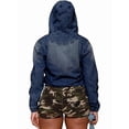thumbnail image 4 of Women'S Half Zip Denim Hoodie Pullover Jackets Jean Tops XXXL, 4 of 6