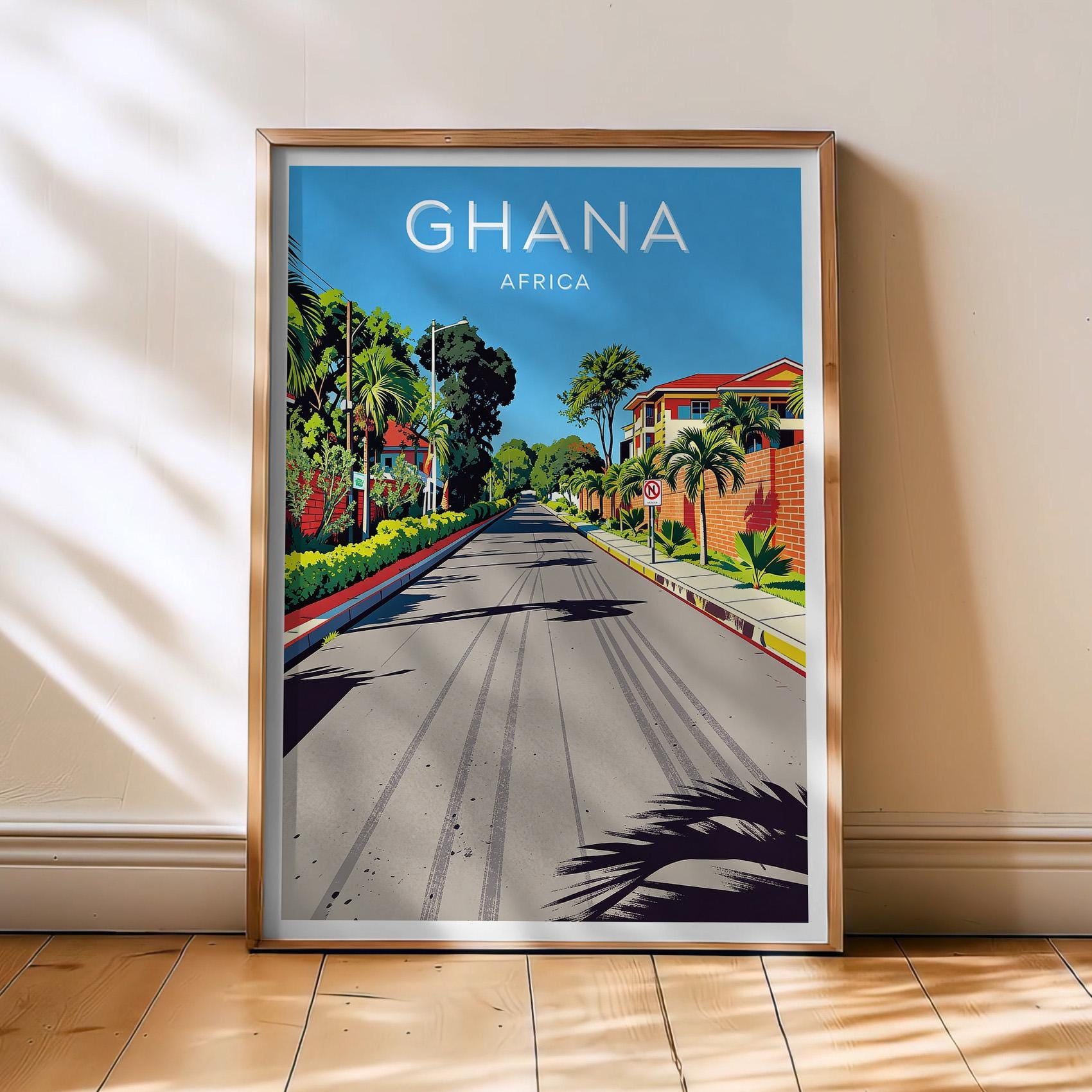 Ghana Travel Poster, Africa Poster, Ghana Retro Wall Art, Cape Coast Art, West Africa Decor, Ghana , Poster Print Only