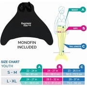 Fin Fun Fantasy Mermaid Tail for Girls and Boys, Monofin for Swimming Included, fits Youth Small to Medium - Teal - New Edition