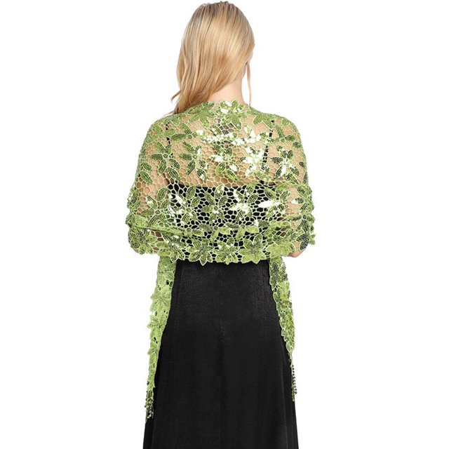 Qarigey Bufanda bordada Vestido de noche Mantón Moda Novia Dama de honor Brillo Lentejuelas Boda Capa Chales Ropa Envolturas Damas Ropa, zapatos y accesorios Miscelánea Verde Por encima de 175cm